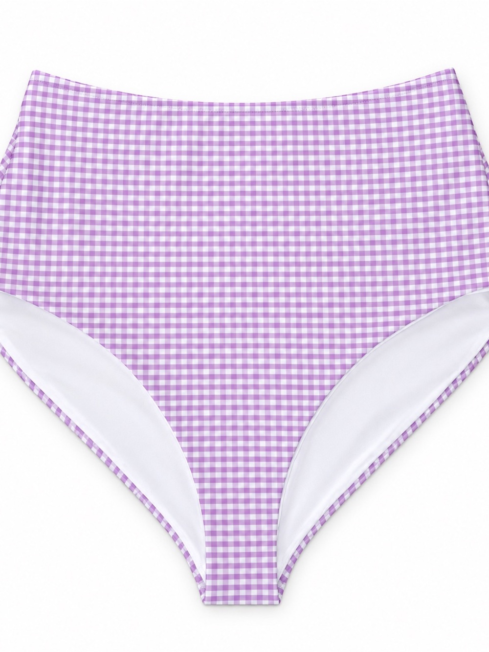 Hill House High-Waist Gingham Bikini Bottom - Lavender & White